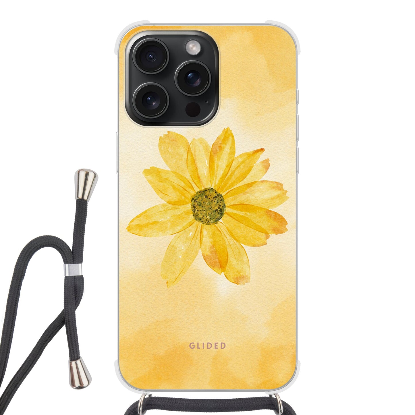 Yellow Flower - iPhone 15 Pro Handyhülle Crossbody case mit Band