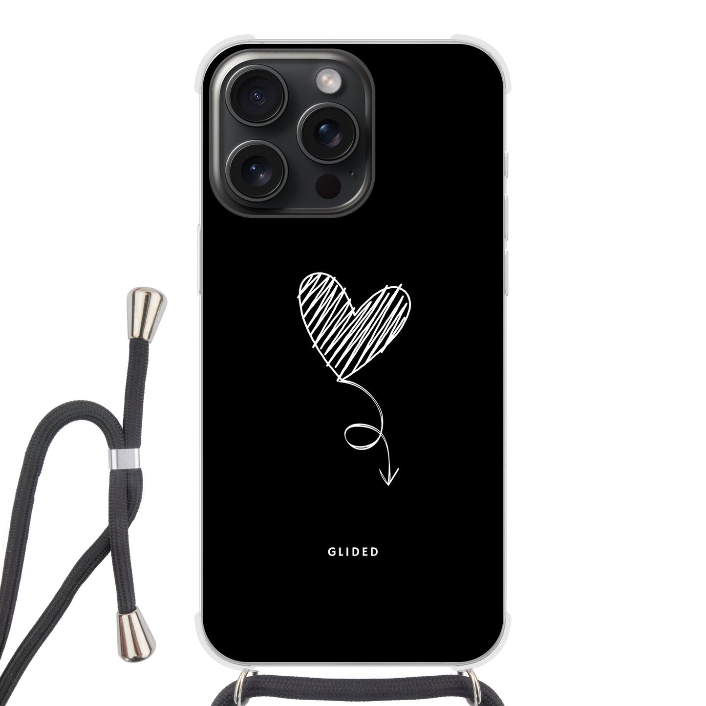 Dark Heart - iPhone 15 Pro Handyhülle Crossbody case mit Band