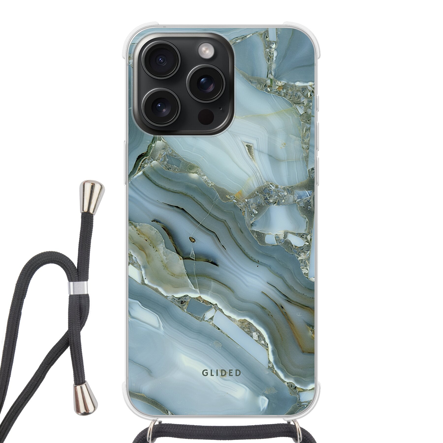 Green Marble - iPhone 15 Pro Max Handyhülle Crossbody case mit Band