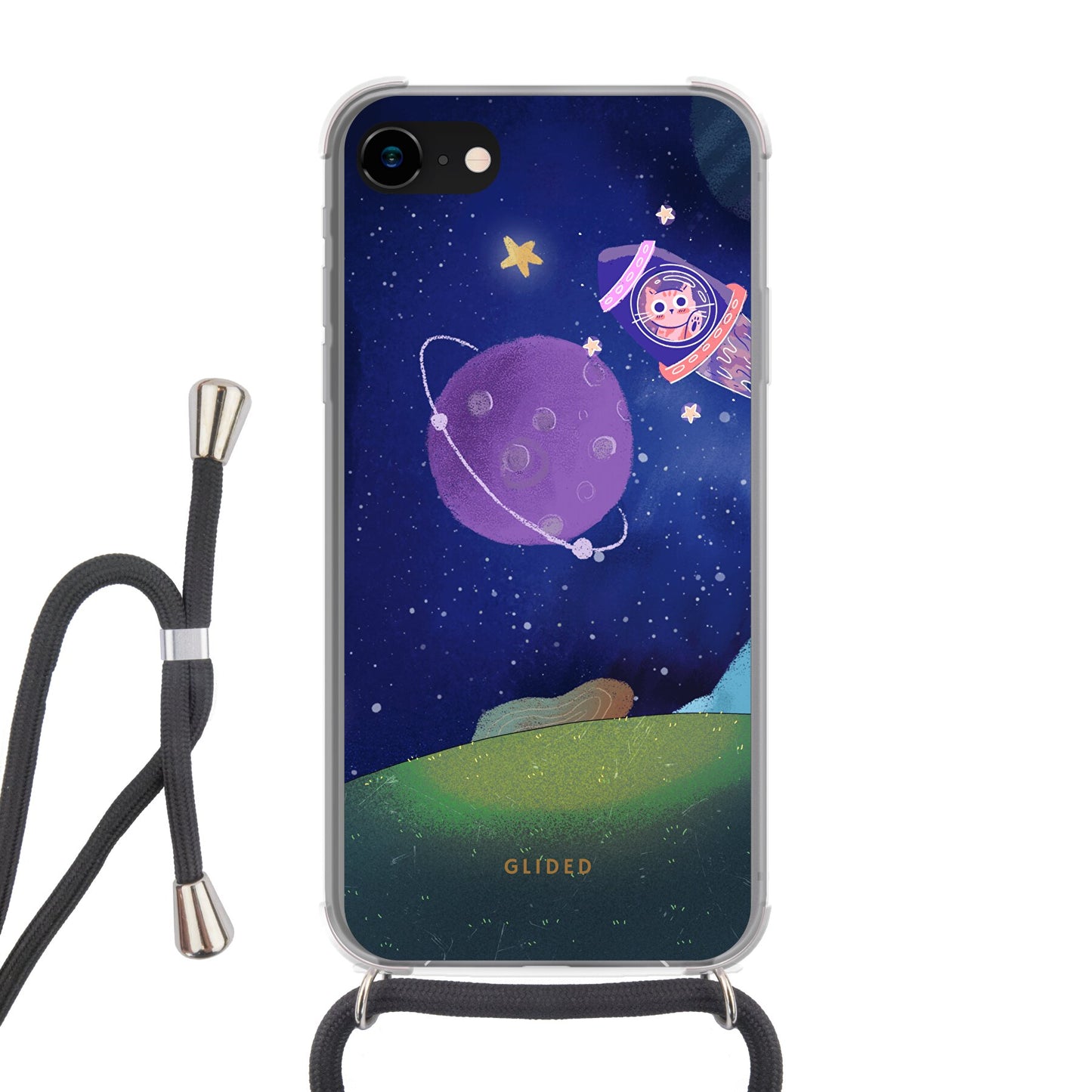 Galaxy Cat - iPhone 7 Handyhülle Crossbody case mit Band