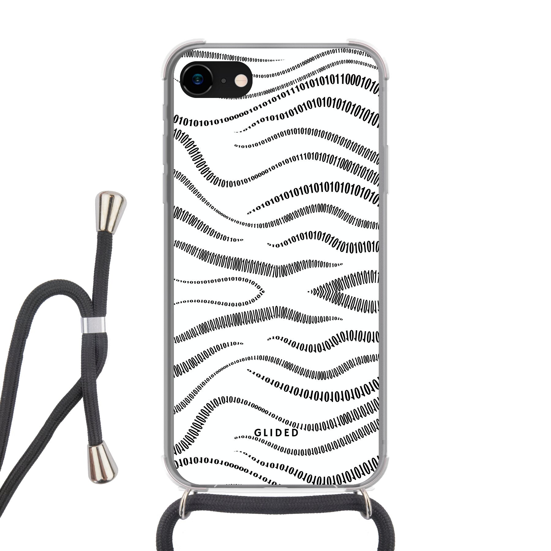 Binary Code - iPhone 8 Handyhülle Crossbody case mit Band