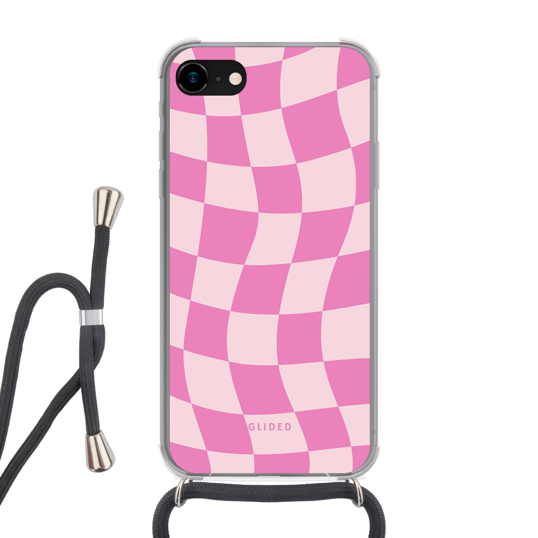 Pink Chess - iPhone 8 Handyhülle Crossbody case mit Band