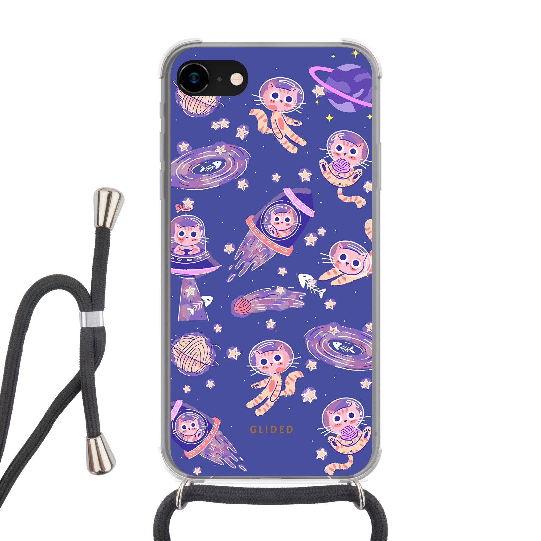 Space Cat - iPhone 8 Handyhülle Crossbody case mit Band