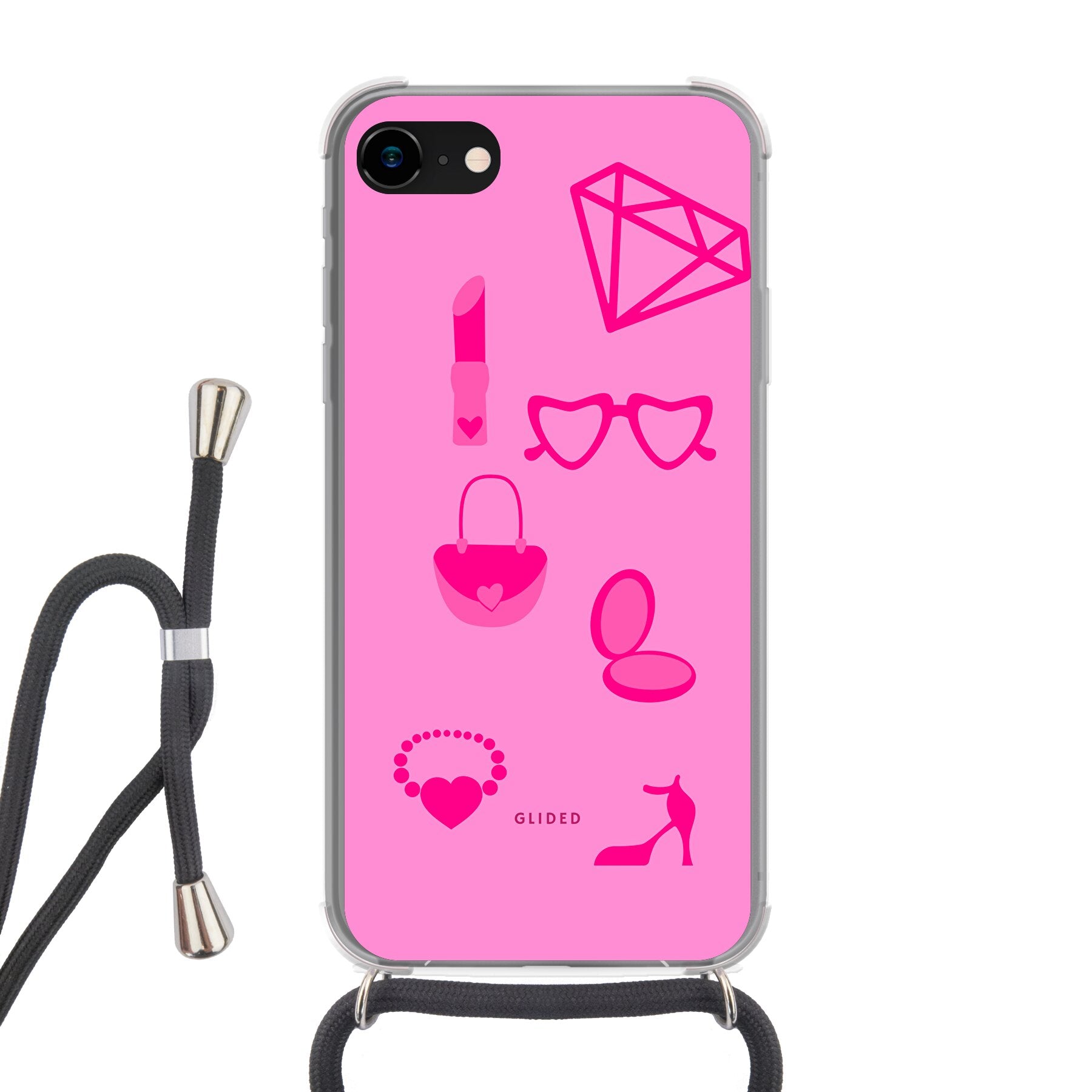 Glamor - iPhone SE 2020 Handyhülle Crossbody case mit Band