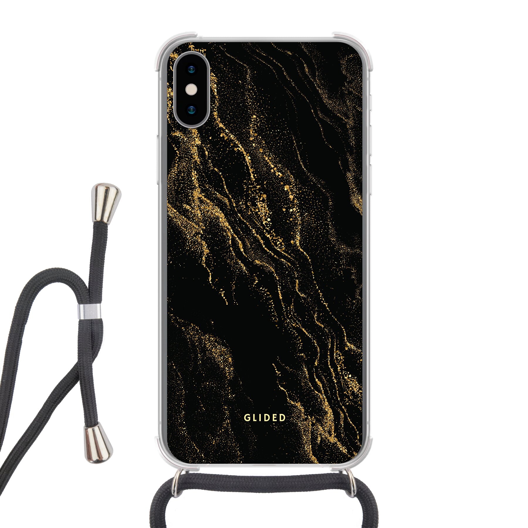 Black Marble - iPhone X/Xs Handyhülle Crossbody case mit Band