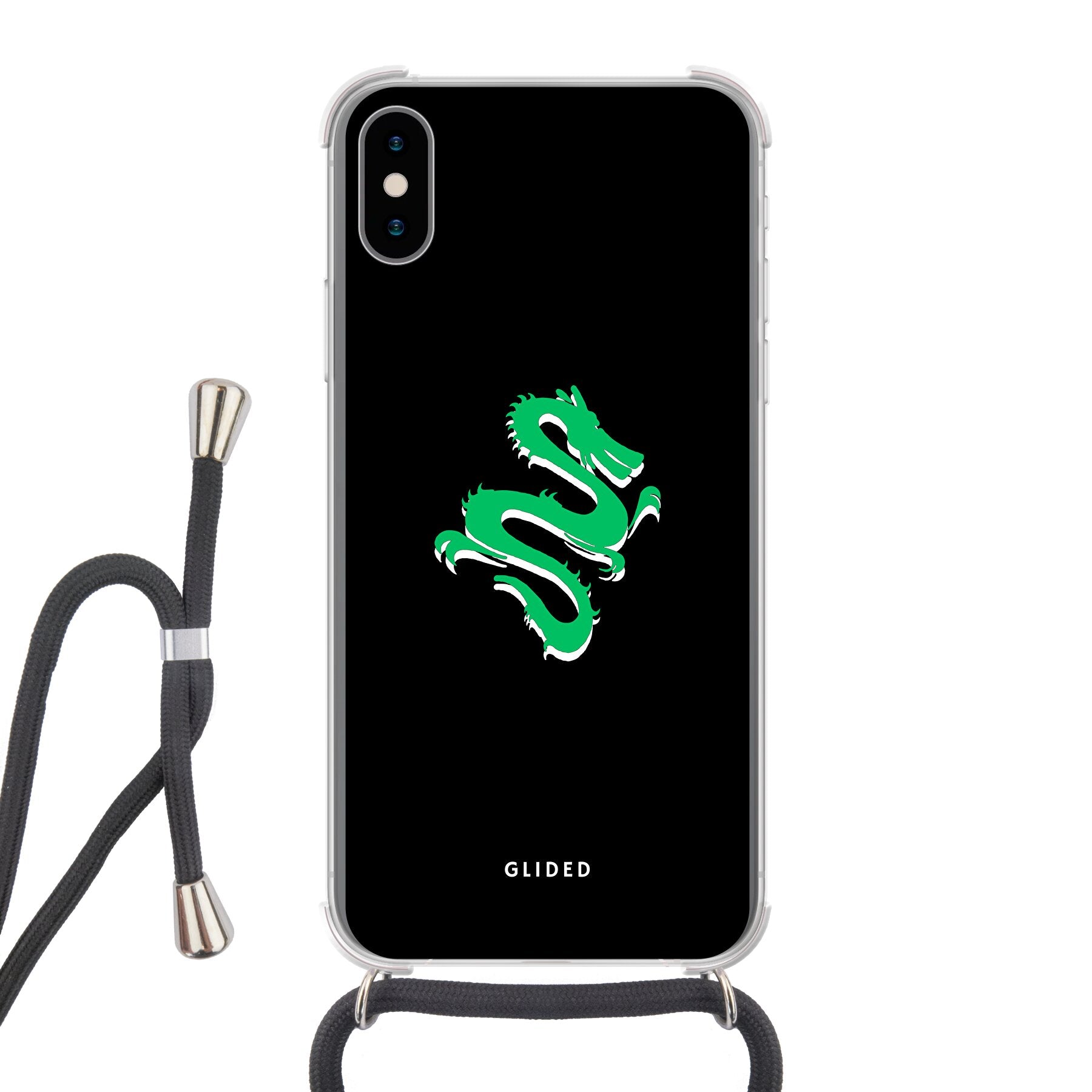 Emerald Dragon - iPhone X/Xs Handyhülle Crossbody case mit Band