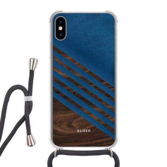 Blue Wood - iPhone X/Xs Handyhülle Crossbody case mit Band