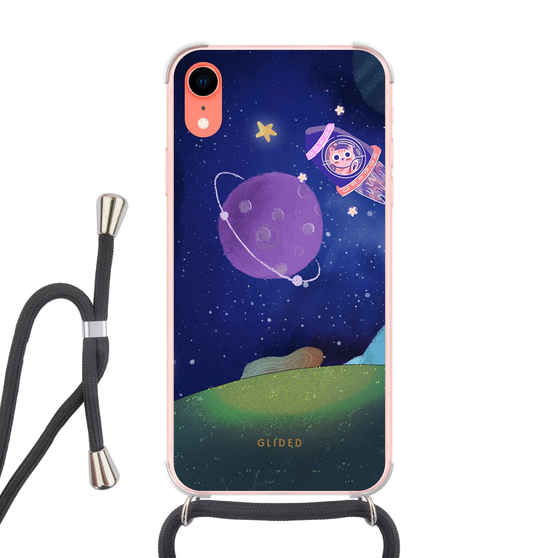 Galaxy Cat - iPhone XR Handyhülle Crossbody case mit Band